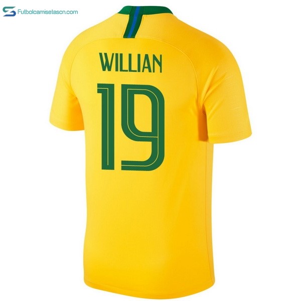 Camiseta Brasil 1ª Willian 2018 Amarillo